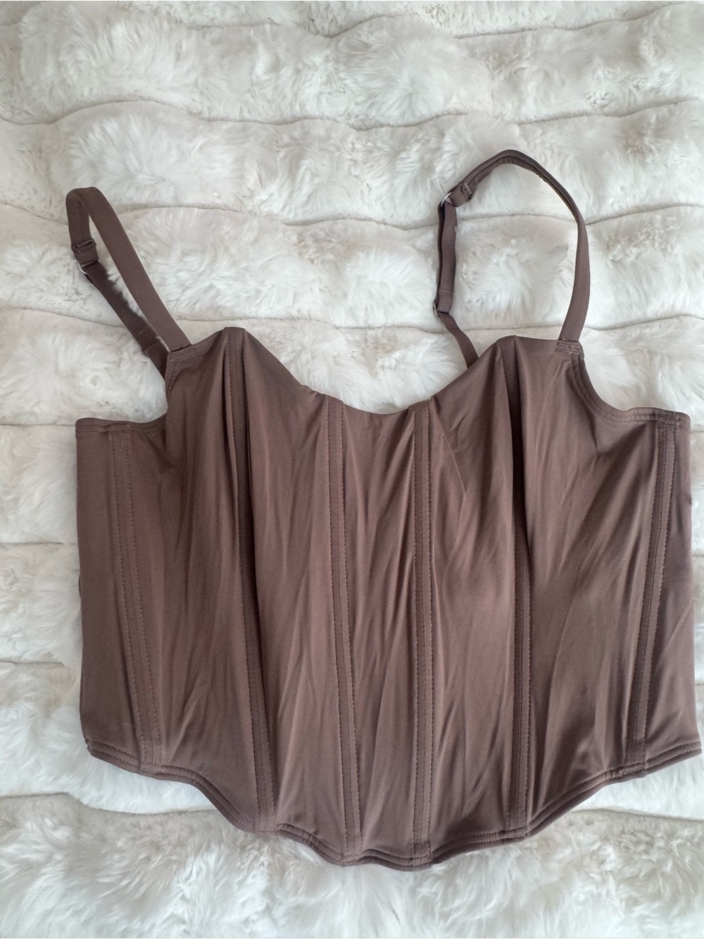 Gilly Hicks Taupe Corset-Style Bustier Top M